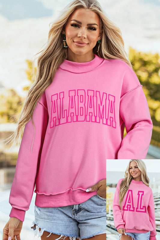 Southern Shore  Pink AL/Alabama Mock Neck Reversible Sweatshirt