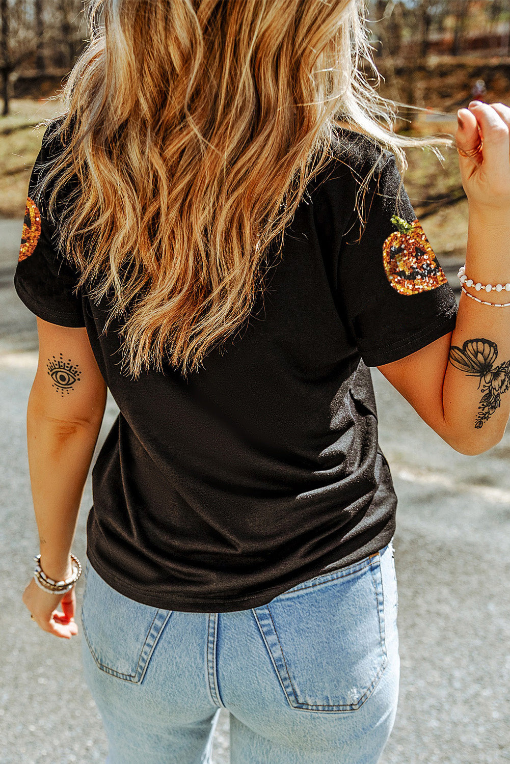 Southern Shore  Sequin Pumpkin Face Halloween Tee