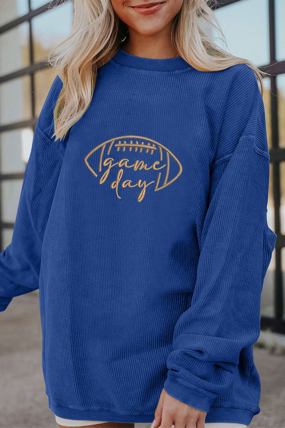 Southern Shore Game Day Embroidered Corduroy Sweatshirt