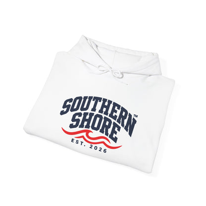 Southern Shore Hoodie — Coastal Vintage Logo Pullover (Est. 2026)