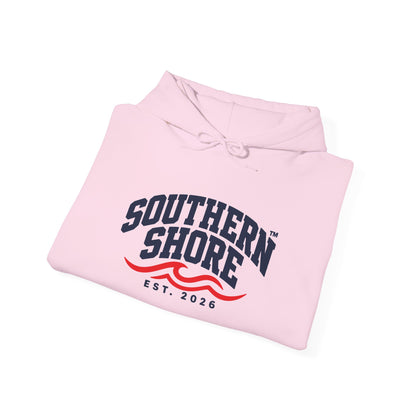 Southern Shore Hoodie — Coastal Vintage Logo Pullover (Est. 2026)