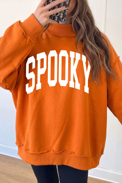 Southern Shore  SPOOKY/ BOO Double Side Print Halloween Reversible Mock Neck Sweatshirt