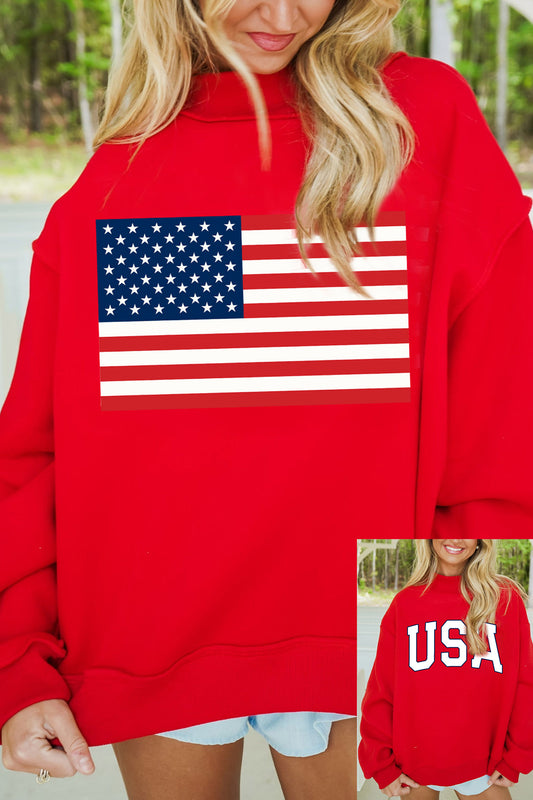 Southern Shore  American Flag/ USA Reversible Mock Neck Sweatshirt