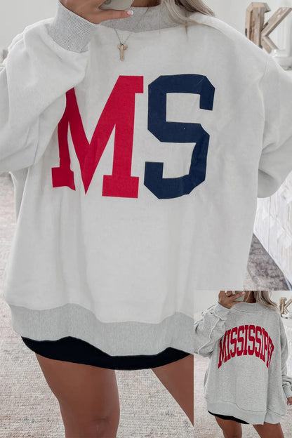 Southern Shore  AL/Alabama MS/Mississippi Reversible Printed Ribbed Patchwork Mock Neck Sweatshirt