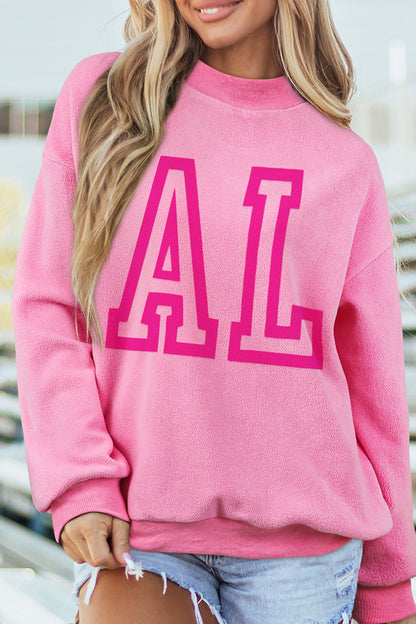 Southern Shore  Pink AL/Alabama Mock Neck Reversible Sweatshirt
