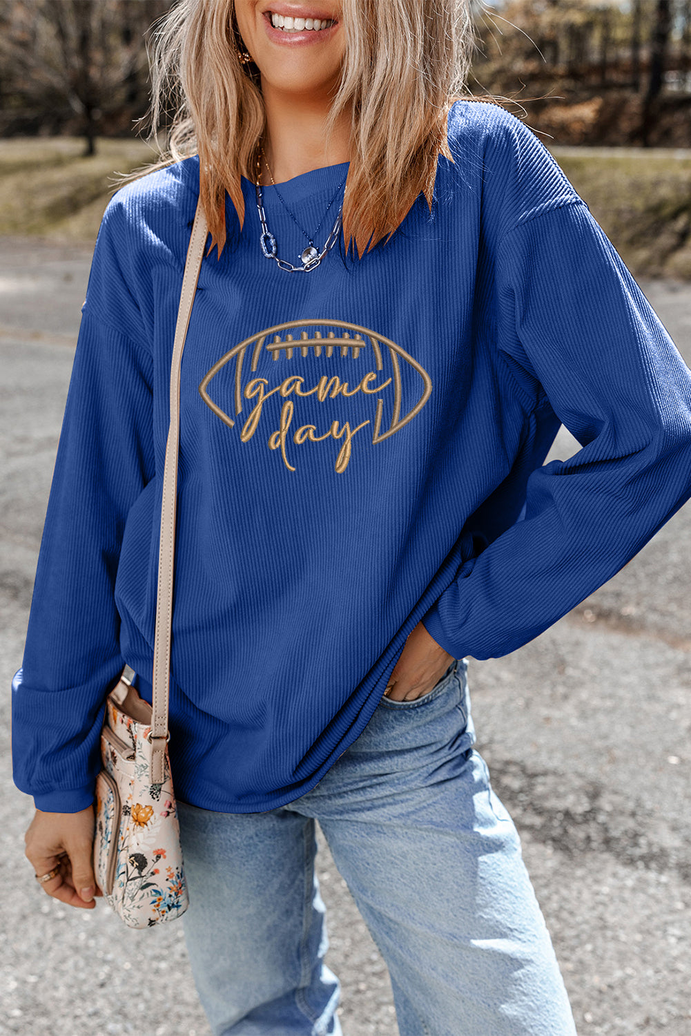 Southern Shore Game Day Embroidered Corduroy Sweatshirt