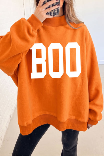 Southern Shore  SPOOKY/ BOO Double Side Print Halloween Reversible Mock Neck Sweatshirt