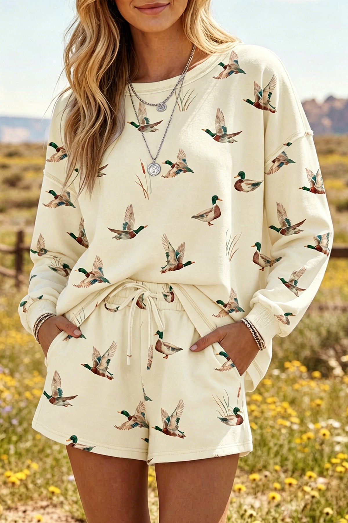 Southern Shore Mallard Print Shorts Set