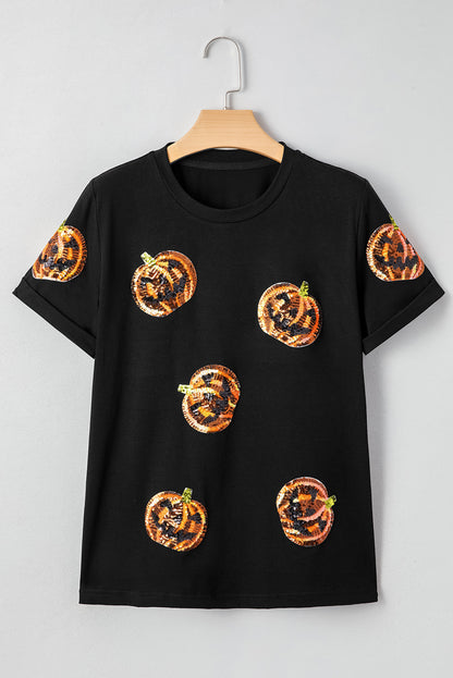 Southern Shore  Sequin Pumpkin Face Halloween Tee