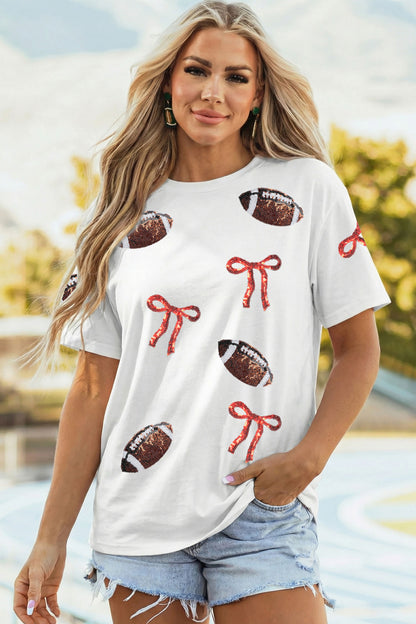 Southern Shore  Sequin Football Bow Print